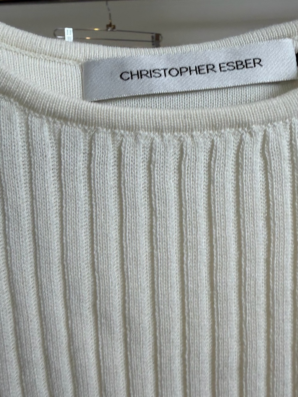 Christopher Esber Cream Ribbed Knit Top - Picture 3 of 3